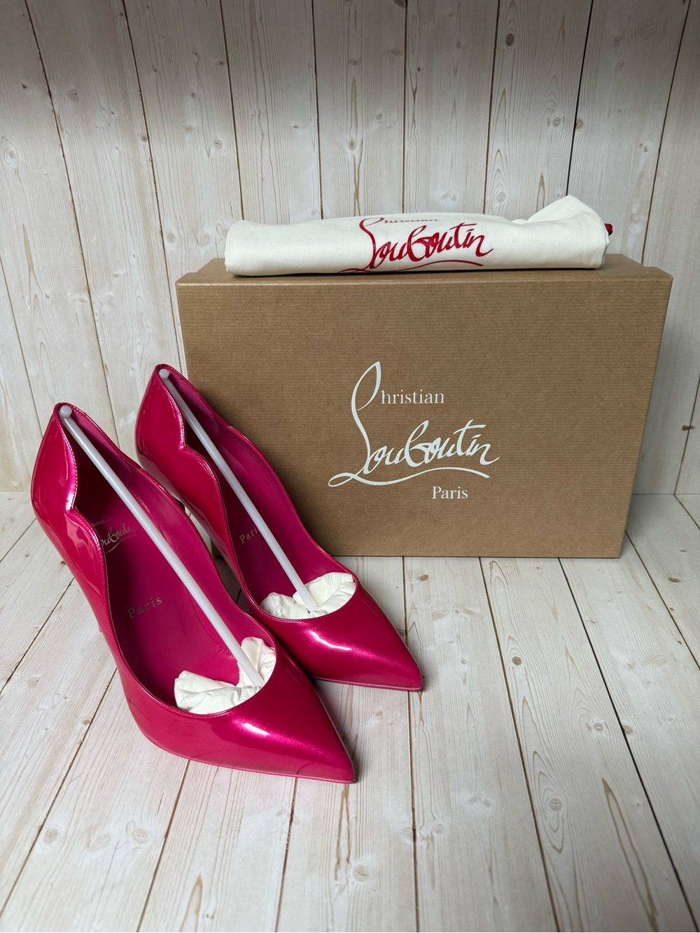 Christian Louboutin Hot Chick Patent Leather Pump Pinup Pink Sz 39 / 9 - Picture 2 of 13